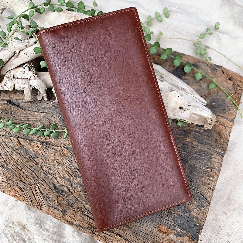 Foggy glossy long clip / Father's Day gift Valentine's Day lucky wallet - Wallets - Genuine Leather Brown