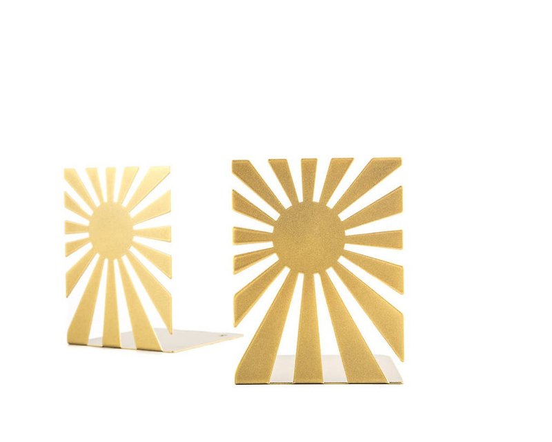 Golden Metal bookends Sun is in. Japanese theme shelf decor. Free shipping. - ของวางตกแต่ง - วัสดุอื่นๆ สีทอง