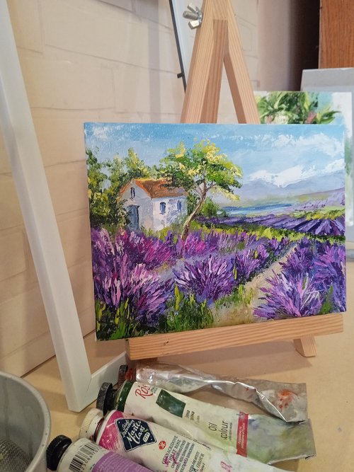 油絵 油彩 油彩画 絵 絵画【ラベンダー畑に立つ一本木