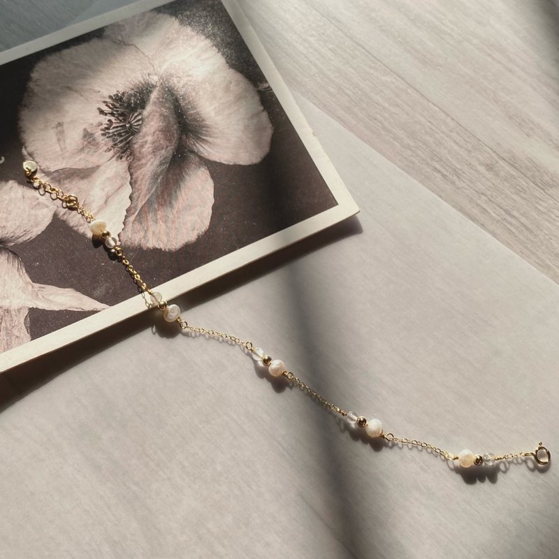 14Kゴールド入りパールブレスレット_シンデレラ14KGFブレスレット - ブレスレット - 真珠 ホワイト