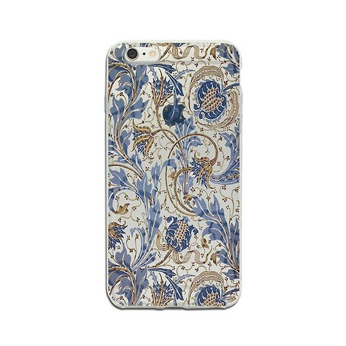 ModCases Clear iPhone case Samsung Galaxy case blue flower 1832
