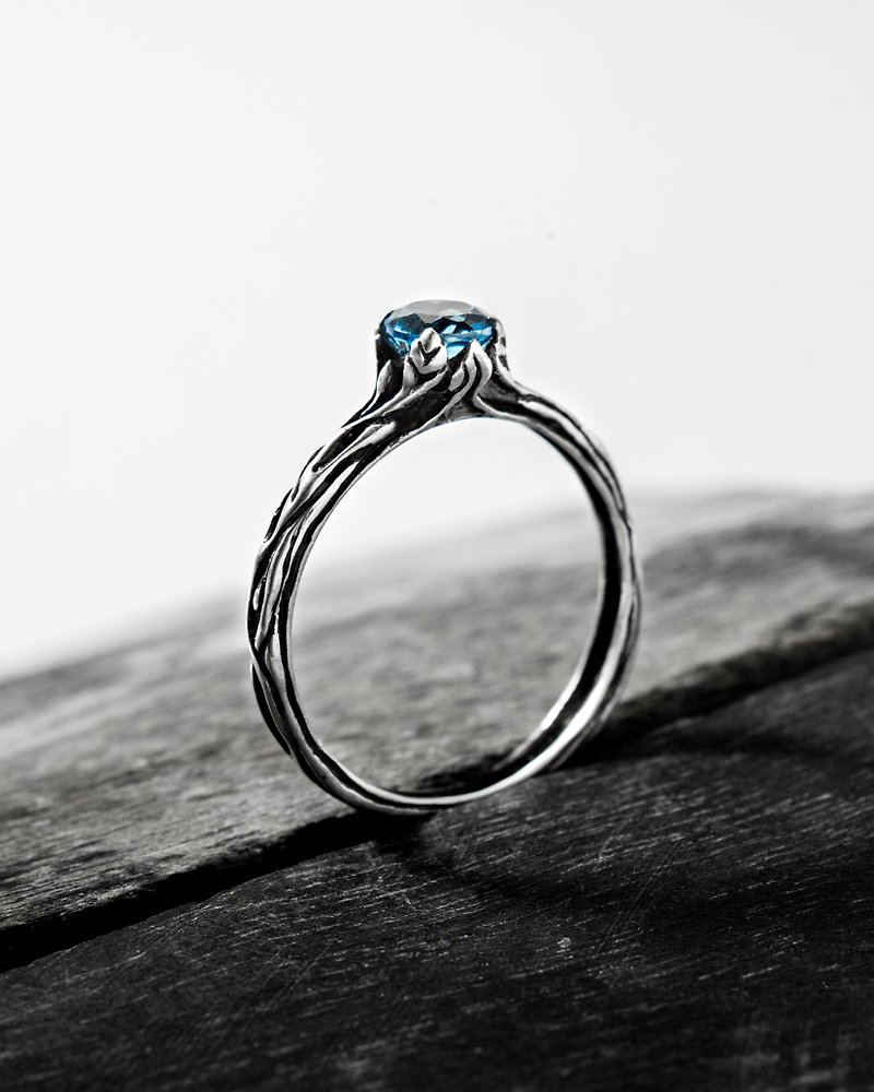 เงินแท้ แหวนทั่วไป สีเงิน - Blue topaz ring Yona | Topaz 925 sterling silver ring | November birthstone ring