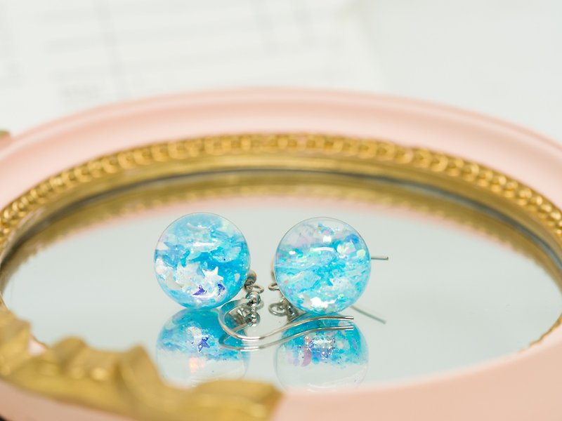 OMYWAY Handmade Water - Glass Globe - Earrings 1.4cm - สร้อยติดคอ - แก้ว ขาว
