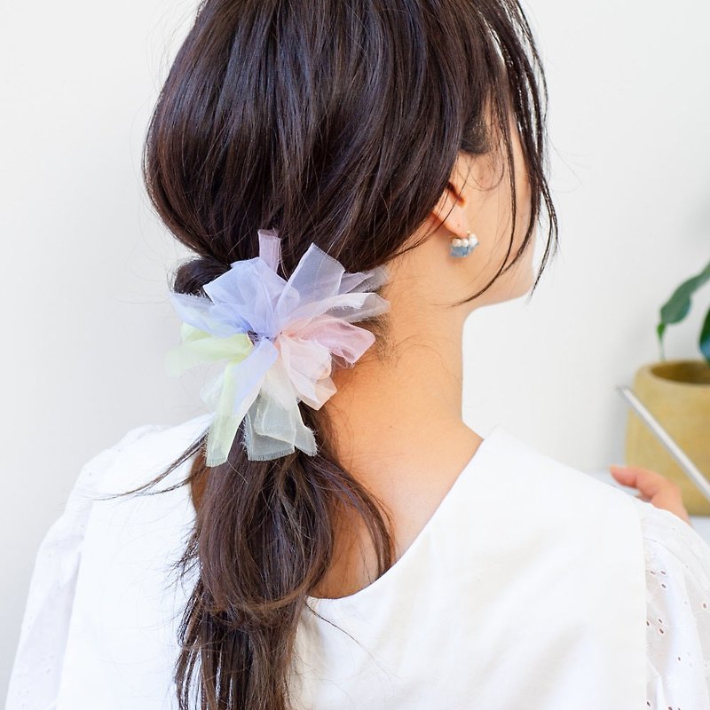 mini | Rainbow [Spring] | Colorful blooming scrunchie - Hair Accessories - Other Man-Made Fibers Multicolor