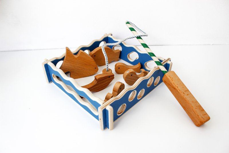 Wooden Magnetic Fishing Toy 6 fishes, Play Fishing Game - Montessori toy - 寶寶/兒童玩具/玩偶 - 木頭 藍色