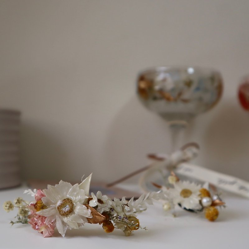 Flower Haoyue round dry flower dry flower ring ring wedding wedding small object shooting props wedding - แหวนทั่วไป - พืช/ดอกไม้ 