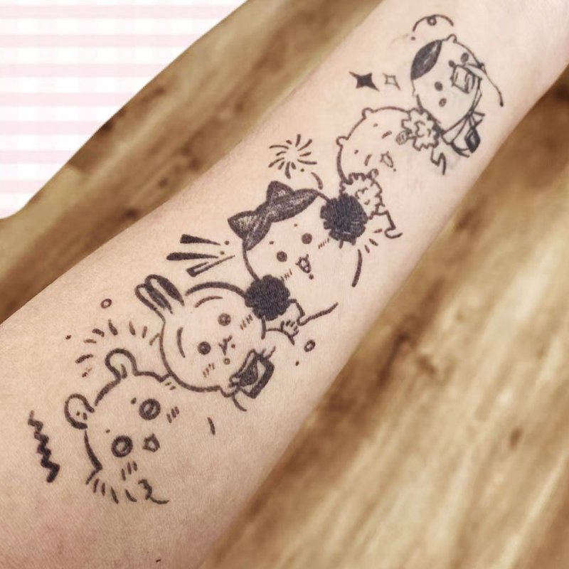 Post 2 pictures [hot chiikawa] realistic semi-permanent tattoo pattern herbal tattoo stickers simulation long-lasting - สติ๊กเกอร์แทททู - กระดาษ สีดำ