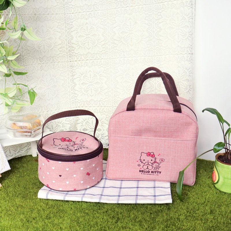 hellolife Hello Kitty Insulated Tote Bag - Square/Round, 2 Styles Available - กล่องข้าว - เส้นใยสังเคราะห์ สึชมพู