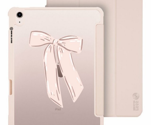 ホワイト iPad 本体 ピンクカバー付き ピンクのリボン iPad Air/Pro 2024mini7 取り外し可能落下防止