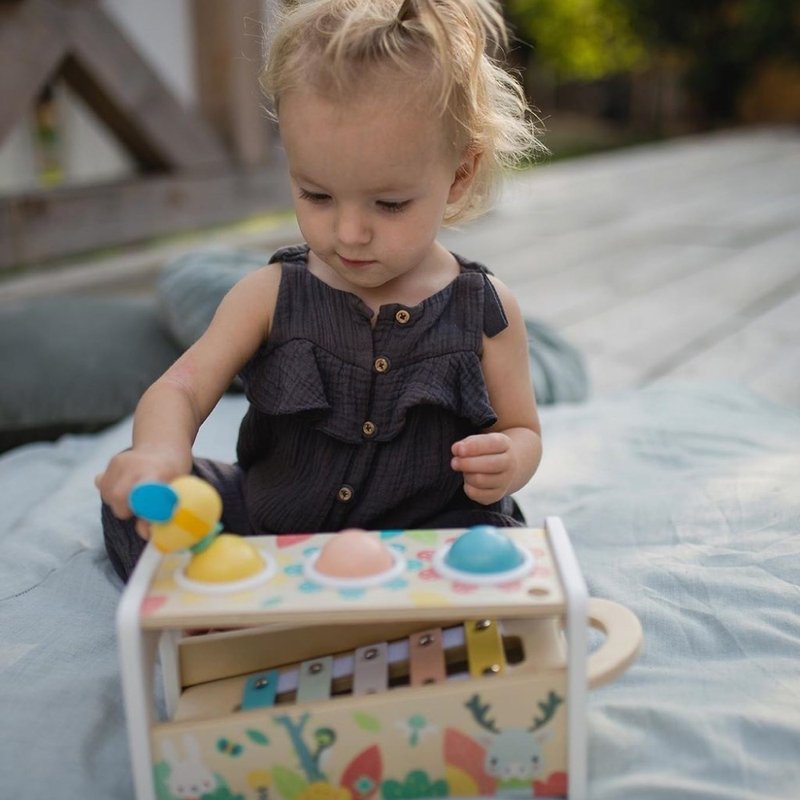 【法國Janod】 寶寶的異想世界-森林敲打滾球 - 嬰幼兒玩具/毛公仔 - 木頭 