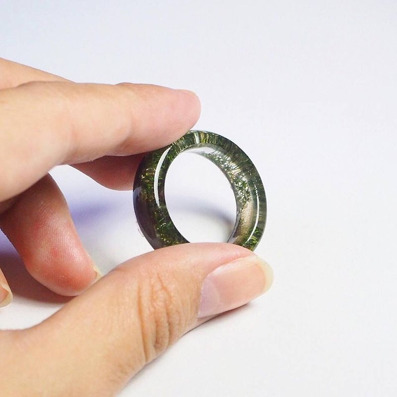 Under the sea (moss) ring / Made to order - แหวนทั่วไป - ไม้ สีเขียว
