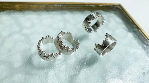 yuting jewellery 接單訂製 純銀月蝕寬版戒指