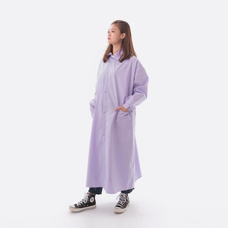 【小棉1號】世界首創 - 棉質一件式防水透濕風雨衣-馬卡龍紫 - 雨傘/雨衣 - 棉．麻 粉紅色