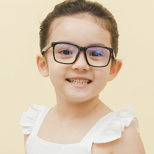 ALEGANT 時尚墨鏡│濾藍光眼鏡 小鹿黑│兒童專用輕量矽膠彈性方框UV400濾藍光眼鏡