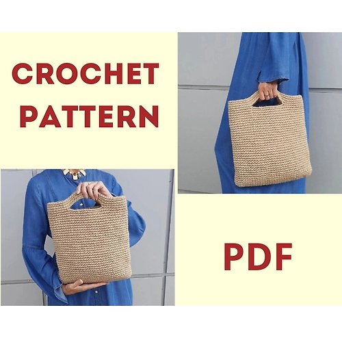 Happy Bag Crochet bag pattern Crochet shopper tote bag pattern pdf Beach bag pattern PDF D