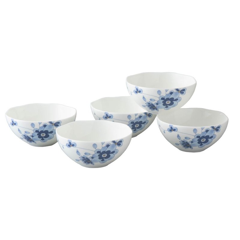 [Narumi Narumi Bone China] Milano Classic Milan 11cm Rice Bowl Set of Five - ถ้วยชาม - เครื่องลายคราม ขาว