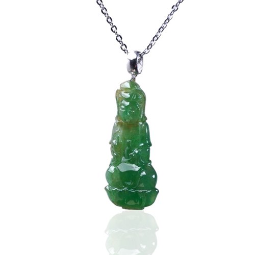 瓔珞珠寶盒 E.L.Jewelry Box 冰種陽綠翡翠觀音菩薩項鍊 18K金墜頭 | 天然緬甸玉翡翠A貨 |送禮