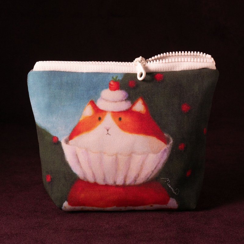 Orange Cupcake Cat two in one Cosmetic and Tissue Pouch - กระเป๋าเดินทาง/ผ้าคลุม - วัสดุอื่นๆ หลากหลายสี