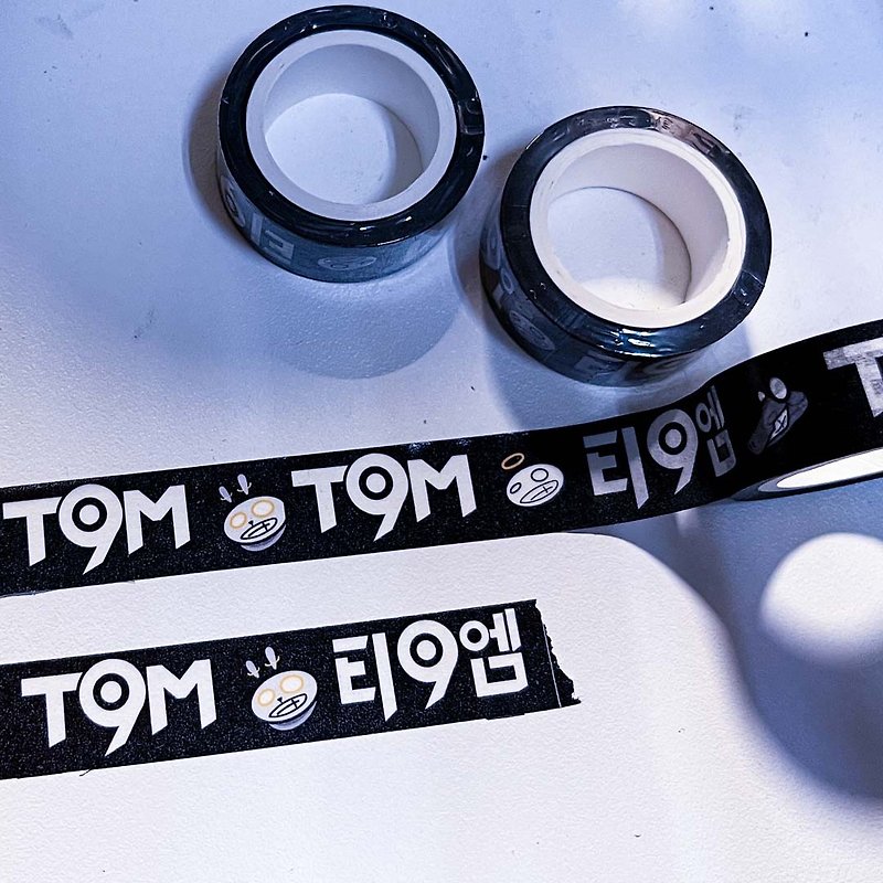 【T9M】티9엠 標誌與角色們初回 15mm 日本和紙 紙膠帶 500cm總長 - 紙膠帶 - 紙 黑色