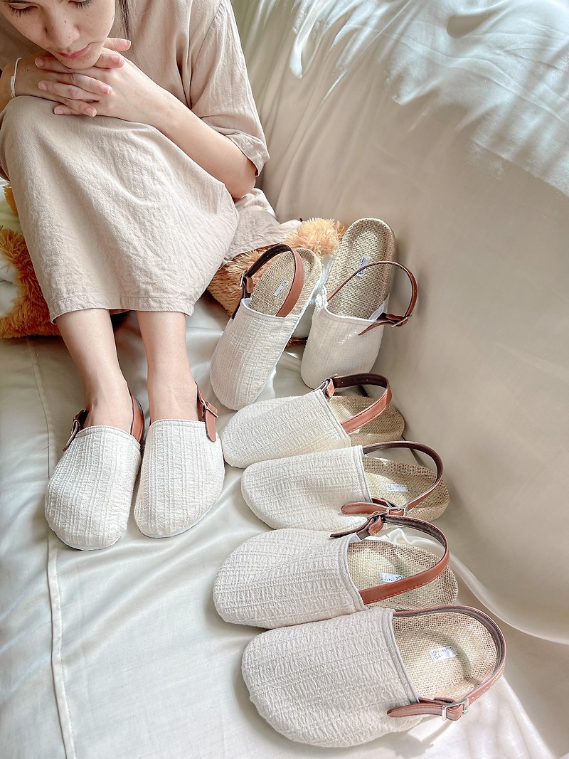 Cotton and leather sandals - 涼鞋 - 其他材質 
