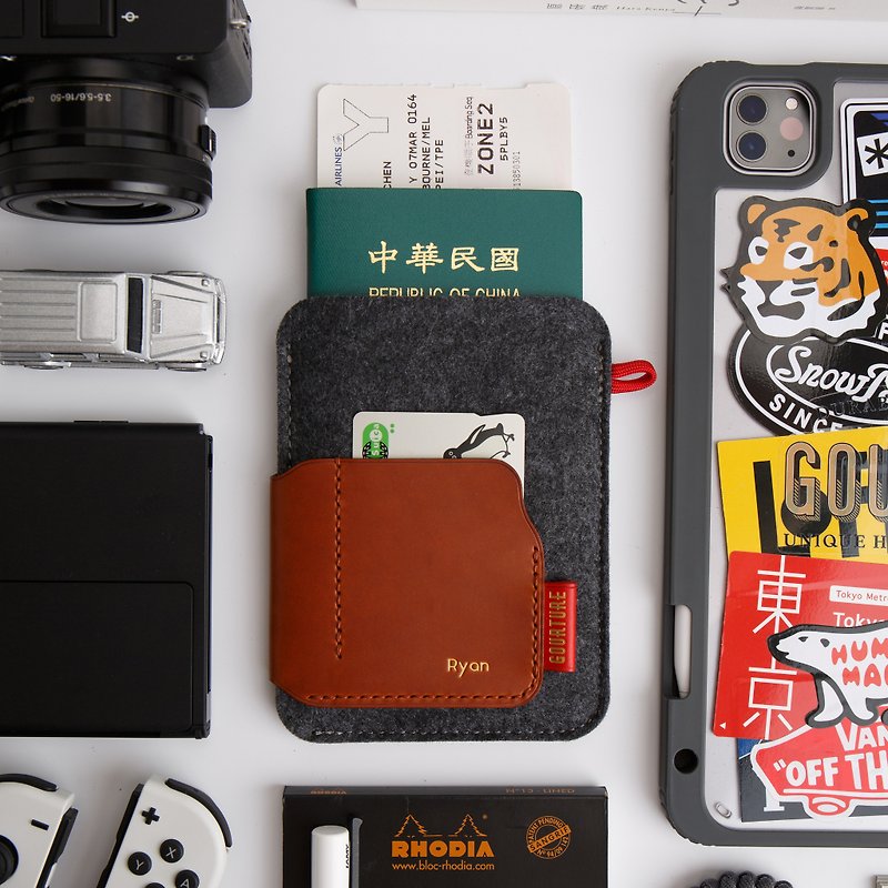 GOURTURE - Traveling abroad passport holder/passport cover three-layer model [amber Brown] - Passport Holders & Cases - Genuine Leather Brown