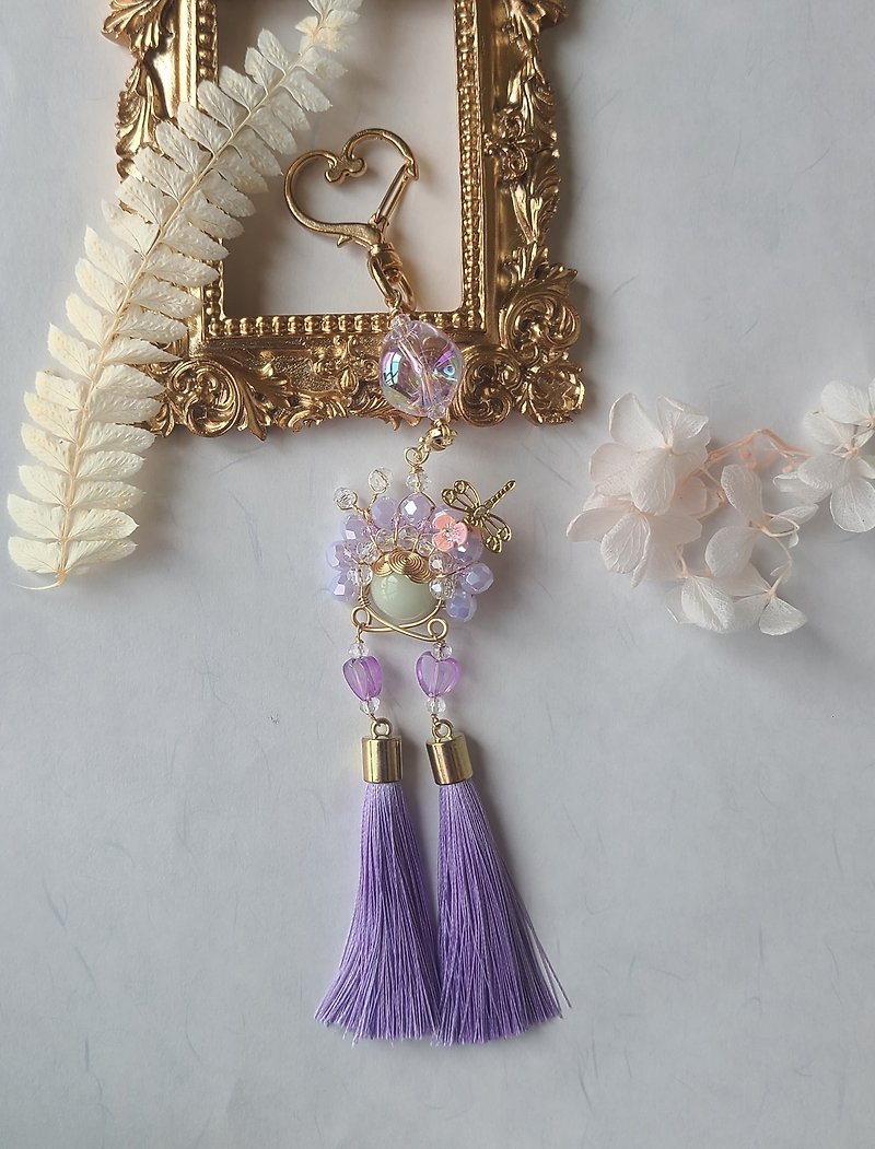 璃韵 刀馬旦吊飾 古風傳統戲曲||奧地利水晶 琉璃 貓眼珠 - 吊飾 - 琉璃 紫色