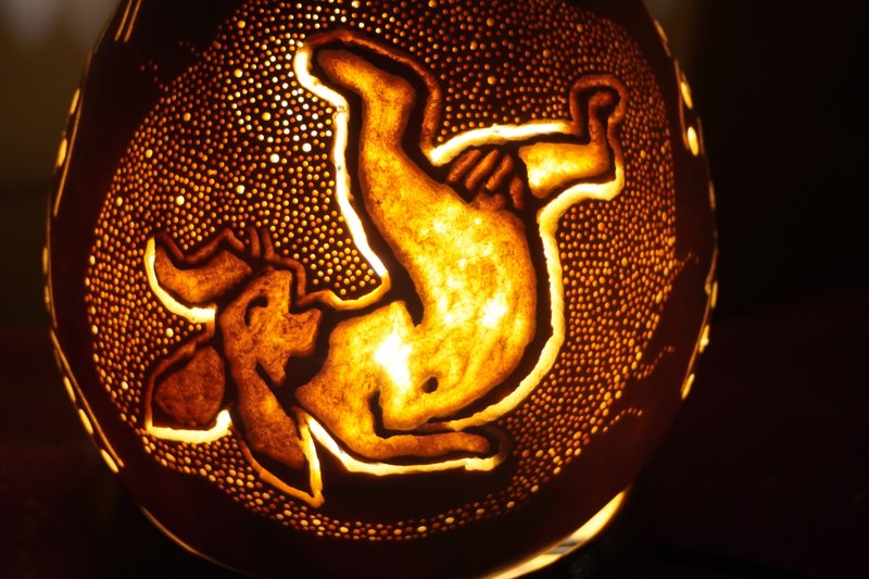 Gourd lamp Chojugiga rabbit motif - โคมไฟ - วัสดุอื่นๆ สีส้ม