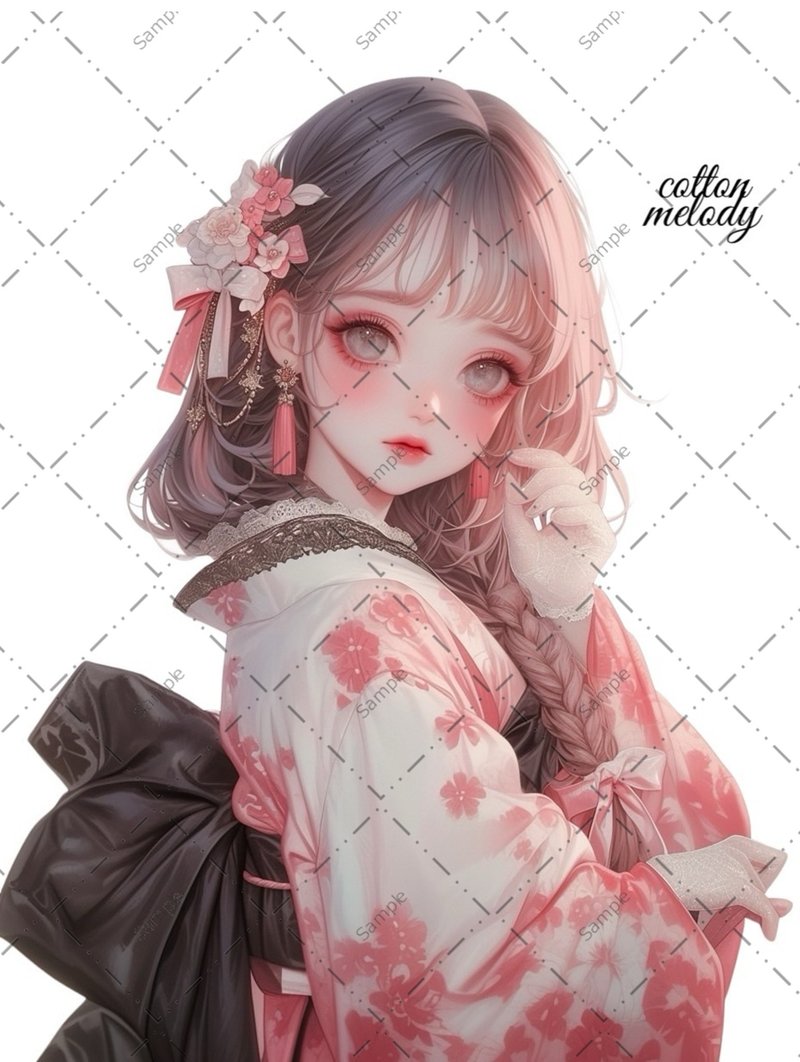 original sticker no.1314 人物ステッカー オリジナルステッカー 人物ステッカー 女の子ステッカー オリジナル人物ステッカー - 貼紙 - 紙 