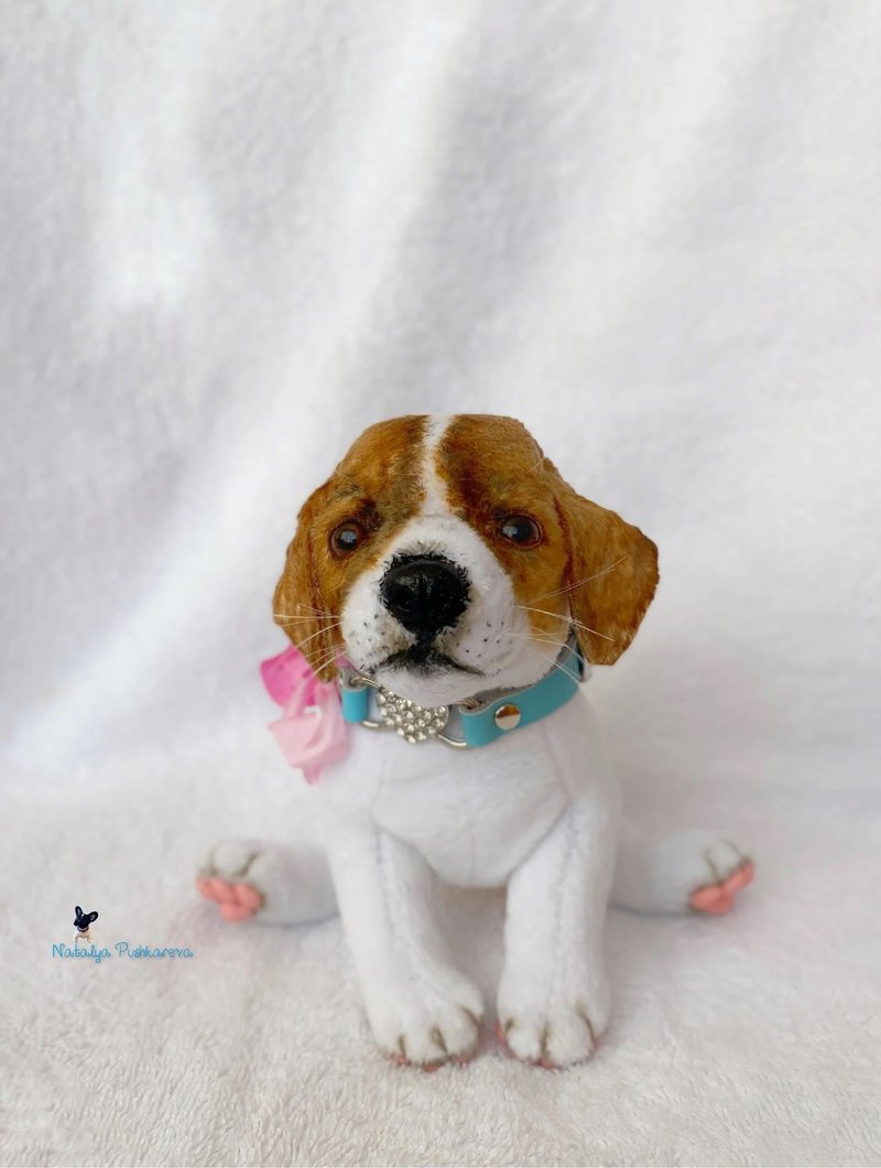 Jack Russell terrier, puppy/dog, realistic toy - ตุ๊กตา - เส้นใยสังเคราะห์ ขาว