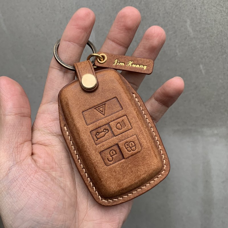 Pueblo Wax Leather car key case, car key cover, land rover Rage rover Discovery - Keychains - Genuine Leather Green