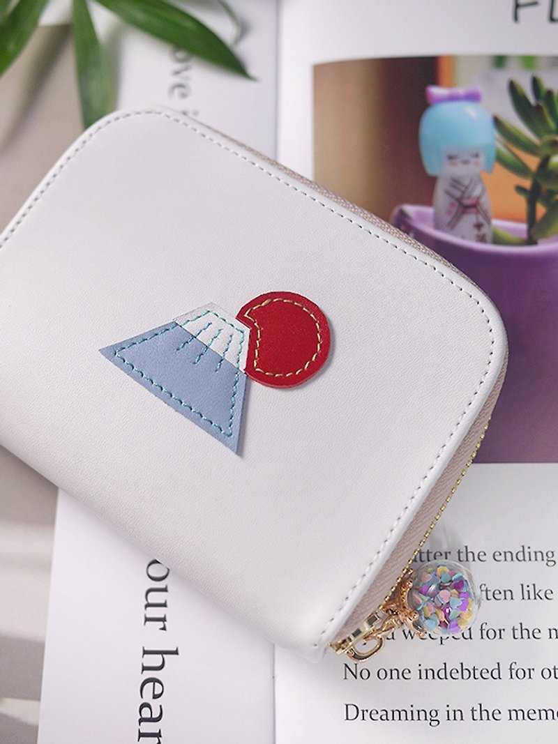 【Fuji】. Genuine leather short wallet/wallet/wallet/change - กระเป๋าสตางค์ - หนังแท้ ขาว