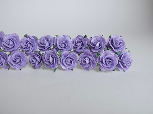 makemefrompaper Paper Flower, 50 pcs., DIY supplies, mulberry rose size 2.5 cm., purple color.