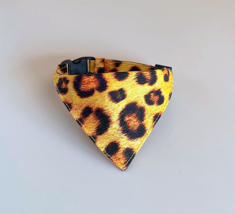レオパードのバンダナ首輪 - 項圈/牽繩 - 棉．麻 黃色