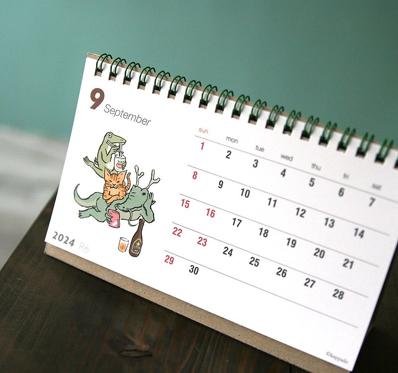 2024 Cat and Frog Desk Calendar - ปฏิทิน - กระดาษ ขาว