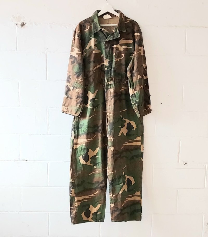 Vintage 1980's 美國 Ranger 迷彩 連身工作服  早期老品連身服 - 男裝工人褲/長褲/牛仔褲 - 棉．麻 綠色