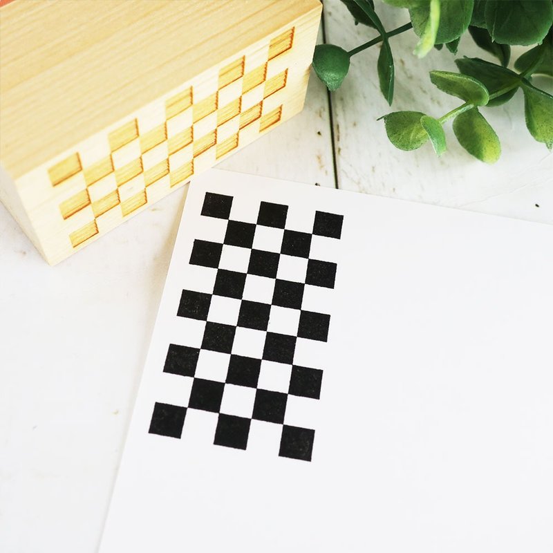 市松紋樣 日式花紋 印章 亦可作為郵票邊框使用 - 印章/印台 - 橡膠 咖啡色