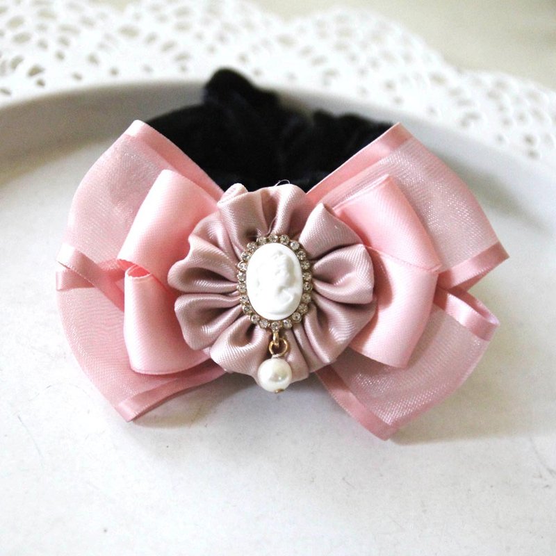 Powder lotus root mist queen head bow bow large intestine circle - Hair Accessories - Polyester Pink