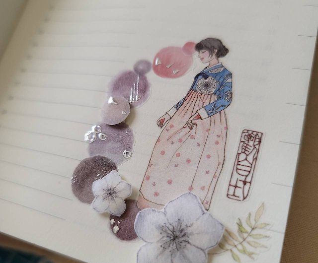 花之卷11 日本和紙水晶油墨自帶離型紙 設計館仙女丸fairy Ball 紙膠帶 Pinkoi
