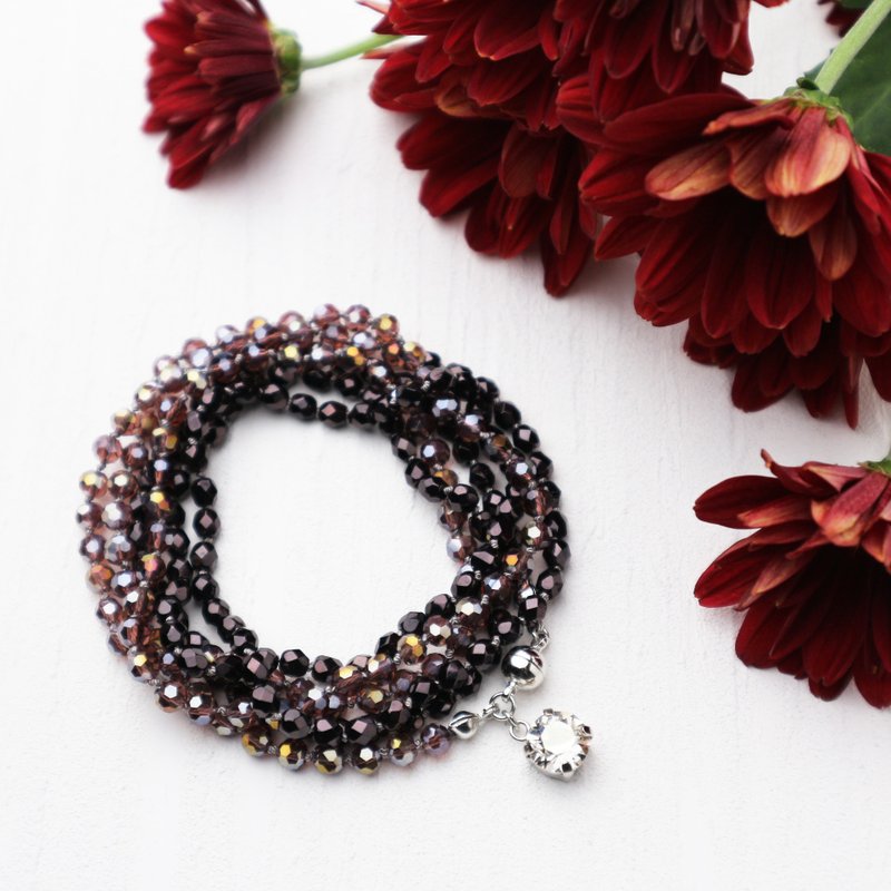Wrap Bracelet (Bordeaux)/ボルドーのラップブレスレット - 手鍊/手環 - 玻璃 紅色