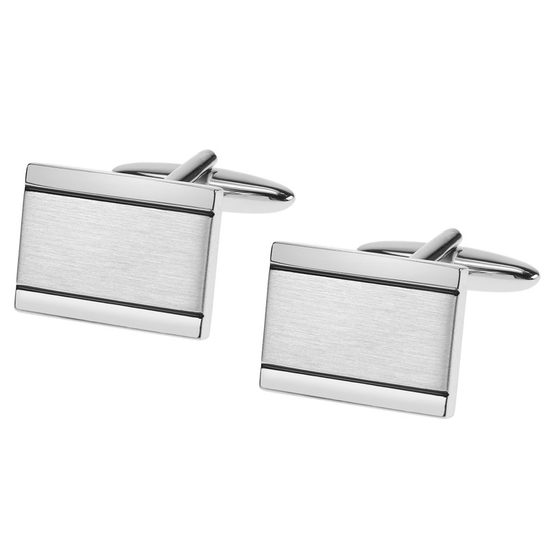 Silver Etched Frame Cufflinks - Cuff Links - Other Metals Black