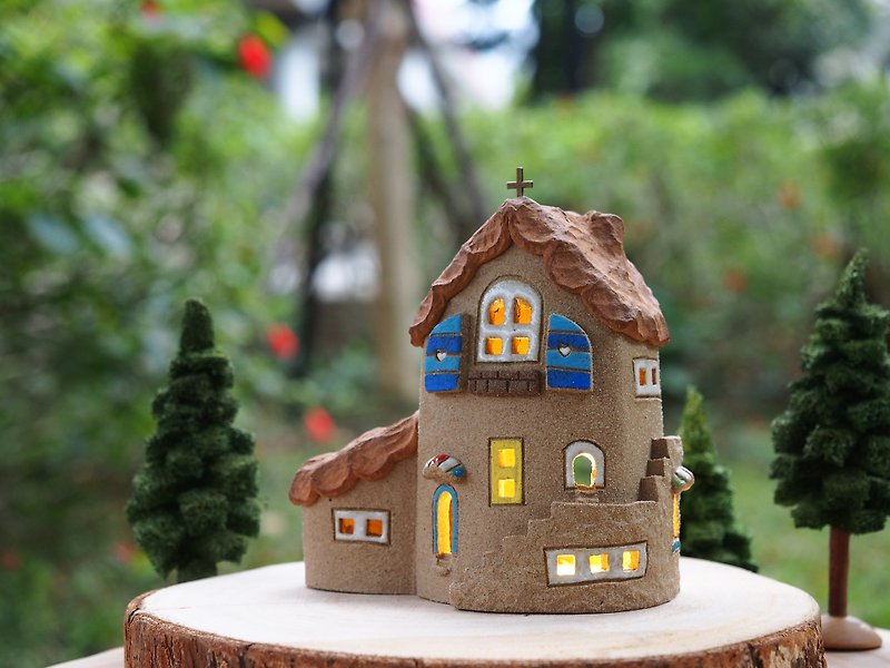 [Light House] Light pottery - cute home (without wood accessories, owl) - โคมไฟ - ดินเผา 