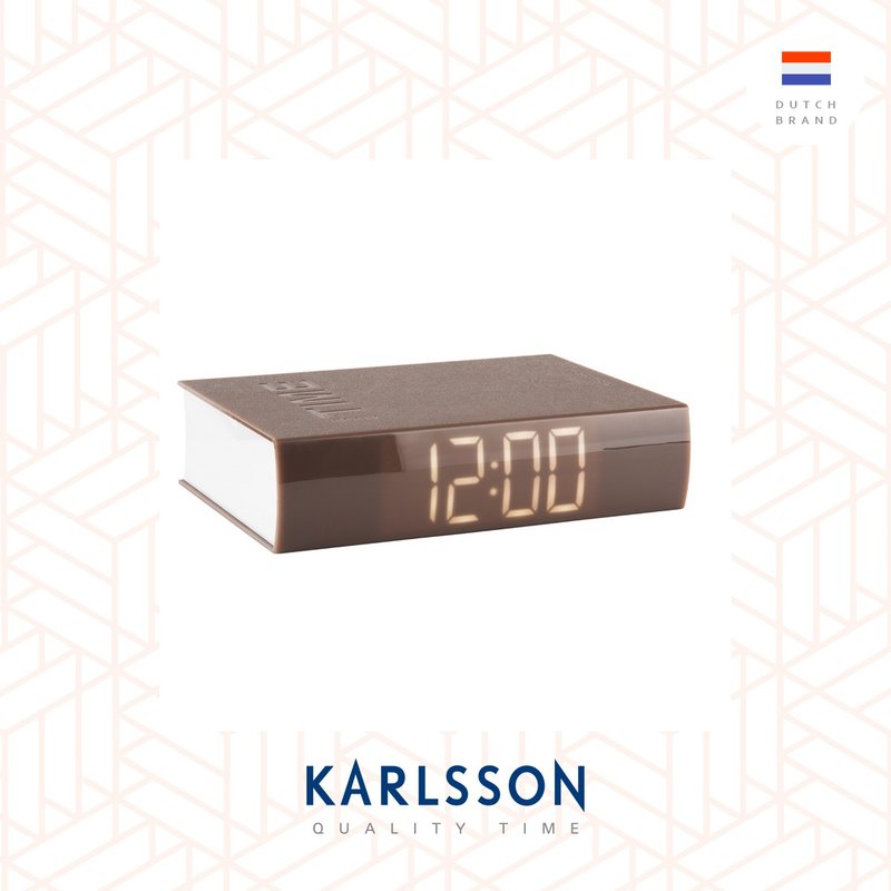 Karlsson, Alarm clock Book LED ABS warm grey - Clocks - Plastic Brown