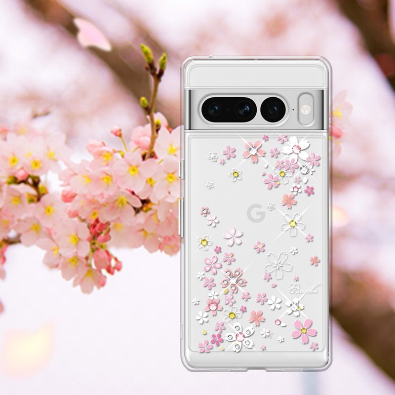 Google Pixel 9/8/7系列 防震雙料水晶彩鑽手機殼-浪漫櫻 - 手機殼/手機套 - 其他材質 多色