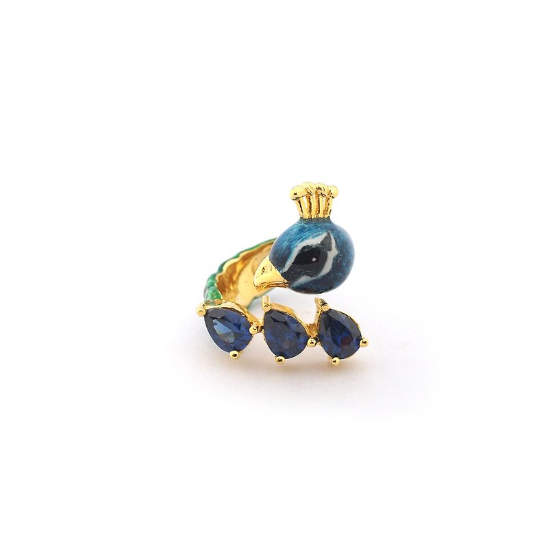 Peacock Hugging Ring - 戒指 - 銅/黃銅 藍色