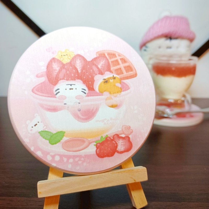 莓滿奶酪 - 矽藻杯墊 - 系列4 - 杯墊 - 其他材質 粉紅色