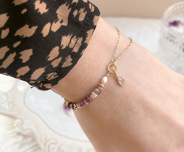 Carati's Heart  Stone Aquamarine Bracelet Elastic Chain New Stone Shallow  - Shop THORNBIRD JEWELRY Bracelets - Pinkoi