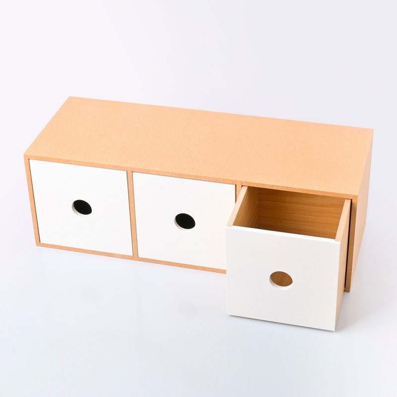 [Horizontal and vertical storage box] White│Log color drawer stationery box office storage desk storage - Storage - Wood 