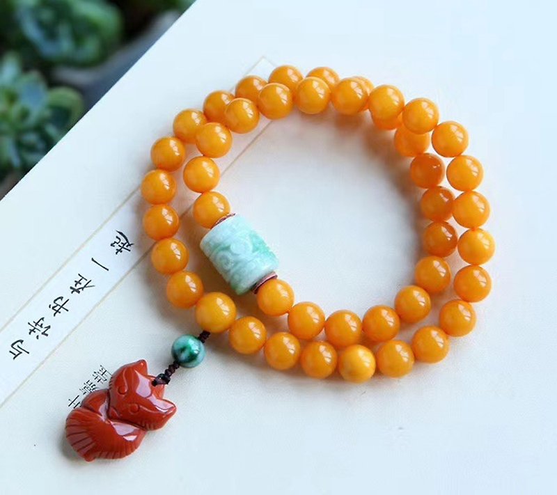 Need for natural Baltic old honey Wax beads bracelet natural jade ornament no optimization Southern Red Fox - Bracelets - Gemstone 
