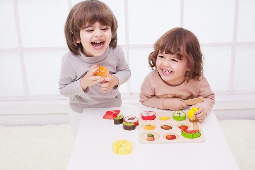 ClassicWorld 德國客來喜經典木玩 水果切切拼板－切切樂玩具【幼兒發展_適合18個月以上】