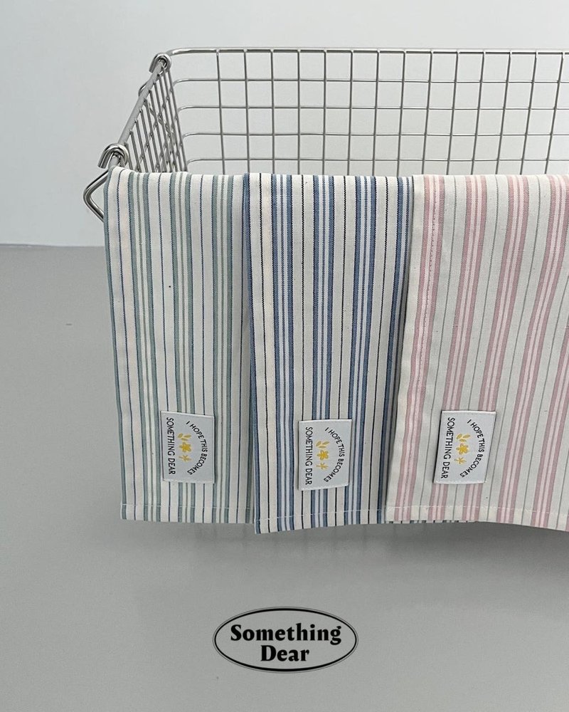 Modern Washed Cotton Stripe Table Mat – Lightweight | Blue / Pink / Mint - 桌布/桌巾/餐墊 - 棉．麻 